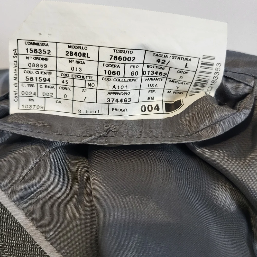 Armani Collezioni Suit Jacket Grey Striped Wool Blend Italian‎ Men's Size 42 L